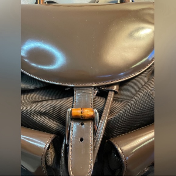 GUCCI 🤎 Vintage Bamboo Bar backpack medium. - Picture 9 of 12